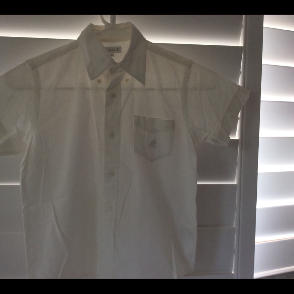 BABY COTTONS White Linen Button Down by Baby Cottons